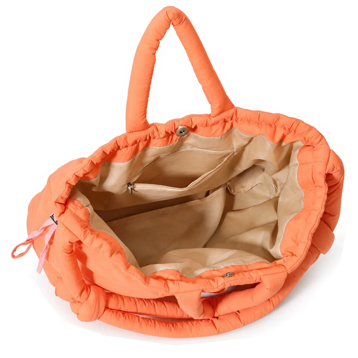 Custom Puffy Polyester Drawstring Tote Shoulder Bag with Adjustable Strap