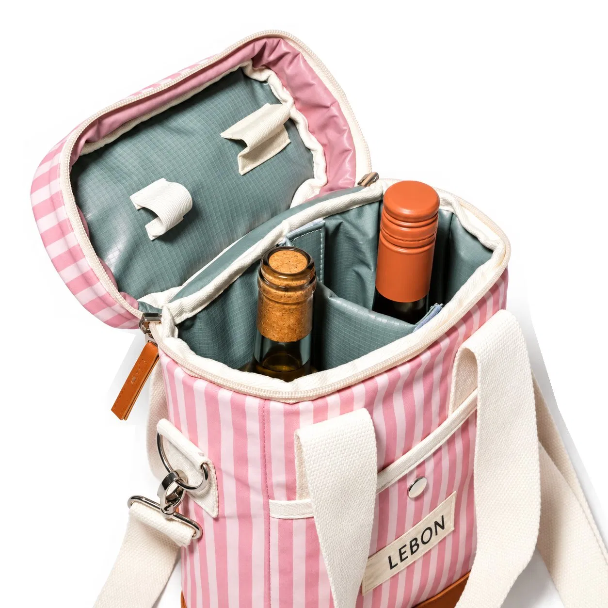 Custom Logo Insulated Polyester Wine Cooler Tote Bag with Shoulder Strap