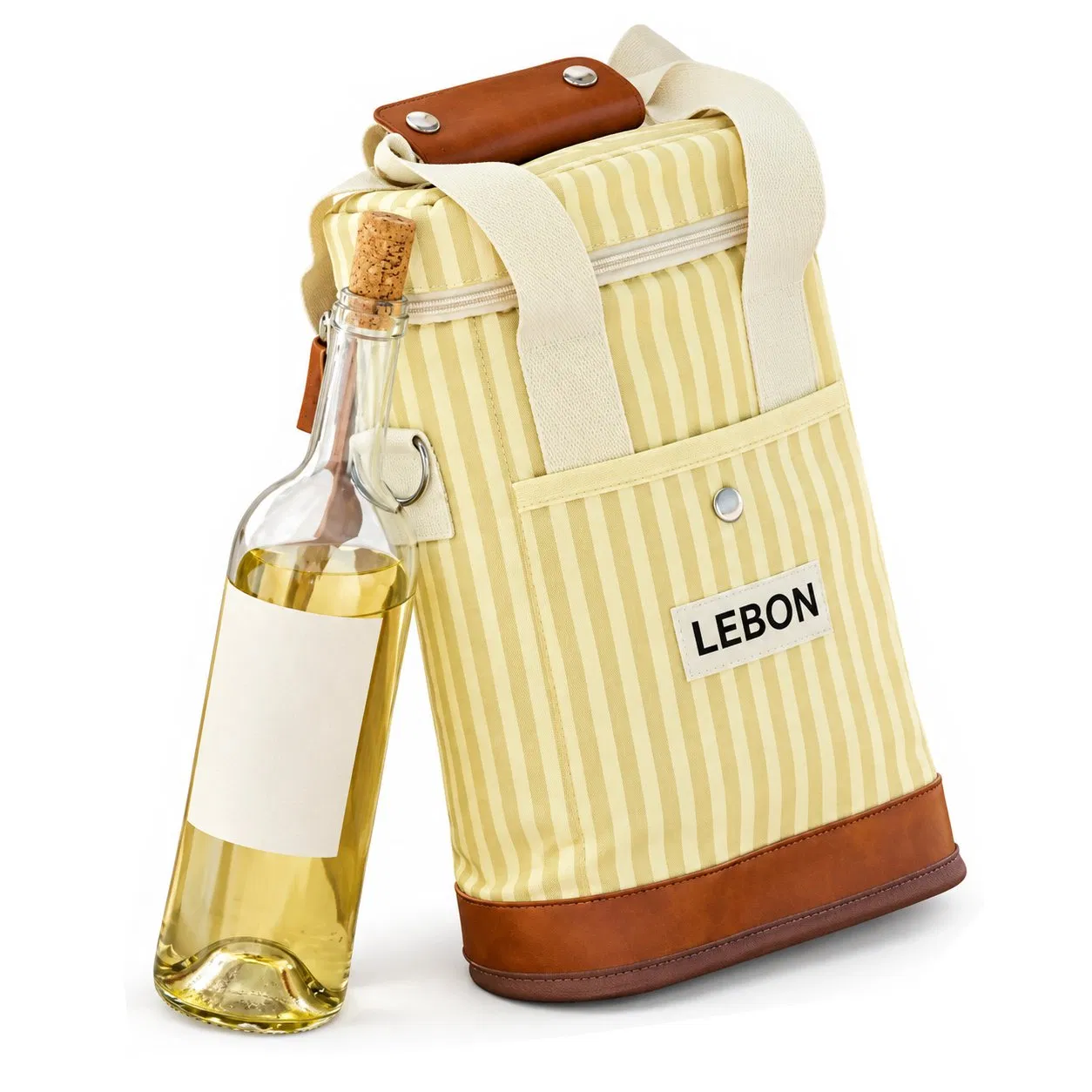 Custom Logo Insulated Polyester Wine Cooler Tote Bag with Shoulder Strap