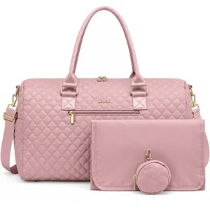 Custom Quilted PU Diaper Tote Bag Set for Travel and Strollers