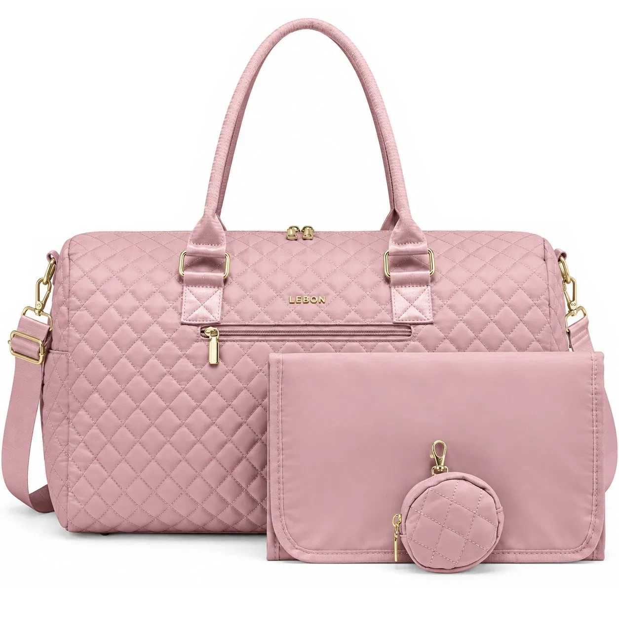 Custom Quilted PU Diaper Tote Bag Set for Travel and Strollers