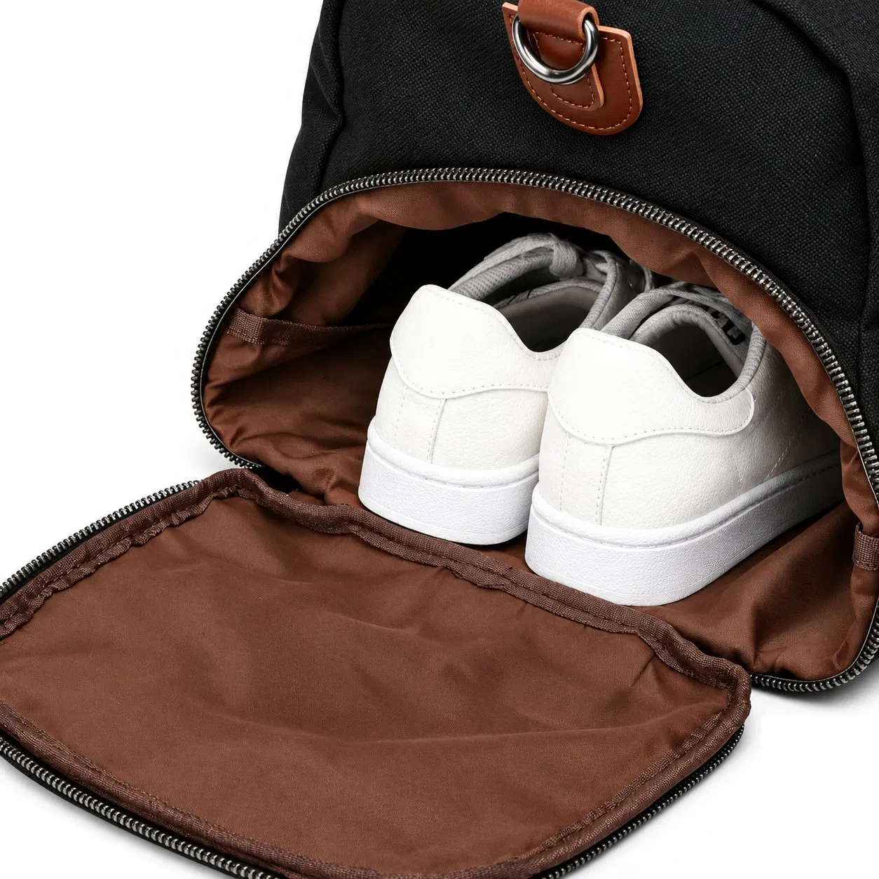 Custom Canvas Travel Duffel Bag with Shoe Compartment and Shoulder Strap