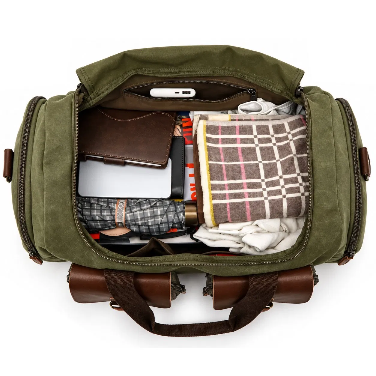 Custom Canvas Travel Duffel Bag with Shoe Compartment and Shoulder Strap