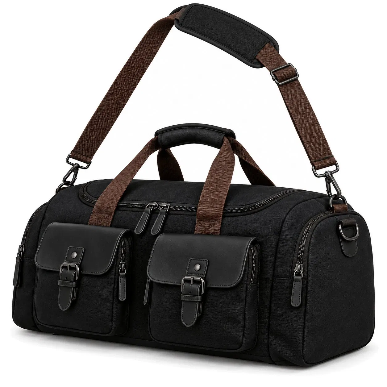 Custom Canvas Weekender Duffel Bag with Separate Shoe Pocket and Handles