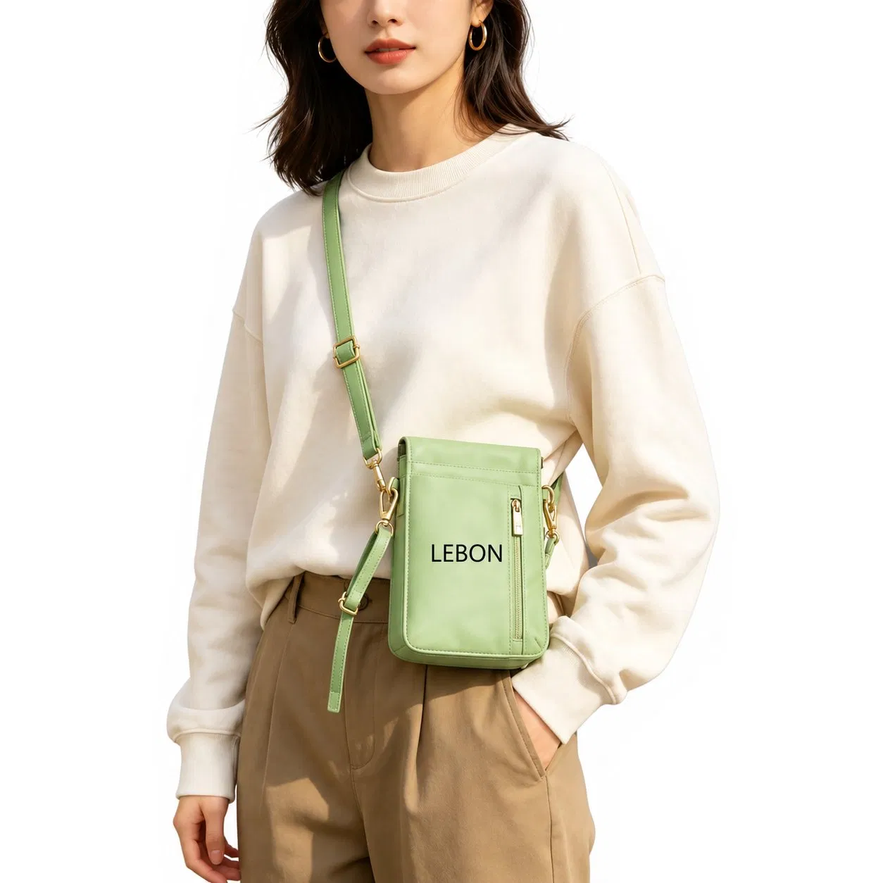 Custom Nylon Phone Crossbody Bag with Multi Card Slots and ID Window