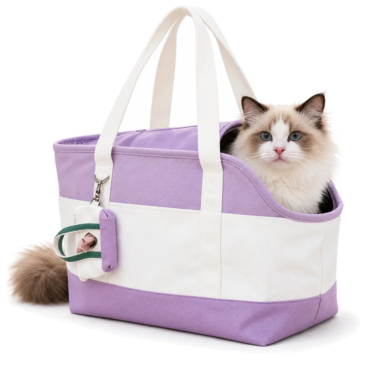 Custom Canvas Pet Tote Carrier Bag with Open Top and Inner Leash Clip