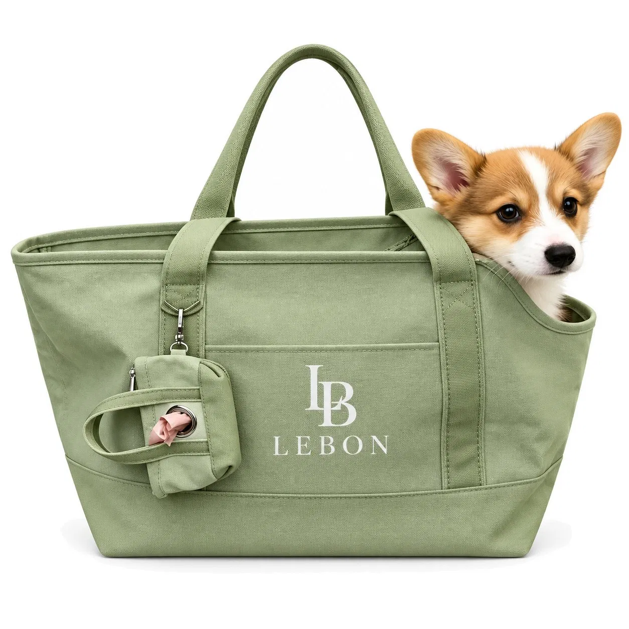 Custom Canvas Pet Tote Carrier Bag with Open Top and Inner Leash Clip