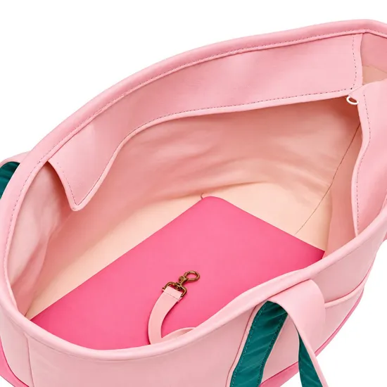 Custom Canvas Pet Tote Carrier Bag with Open Top and Inner Leash Clip