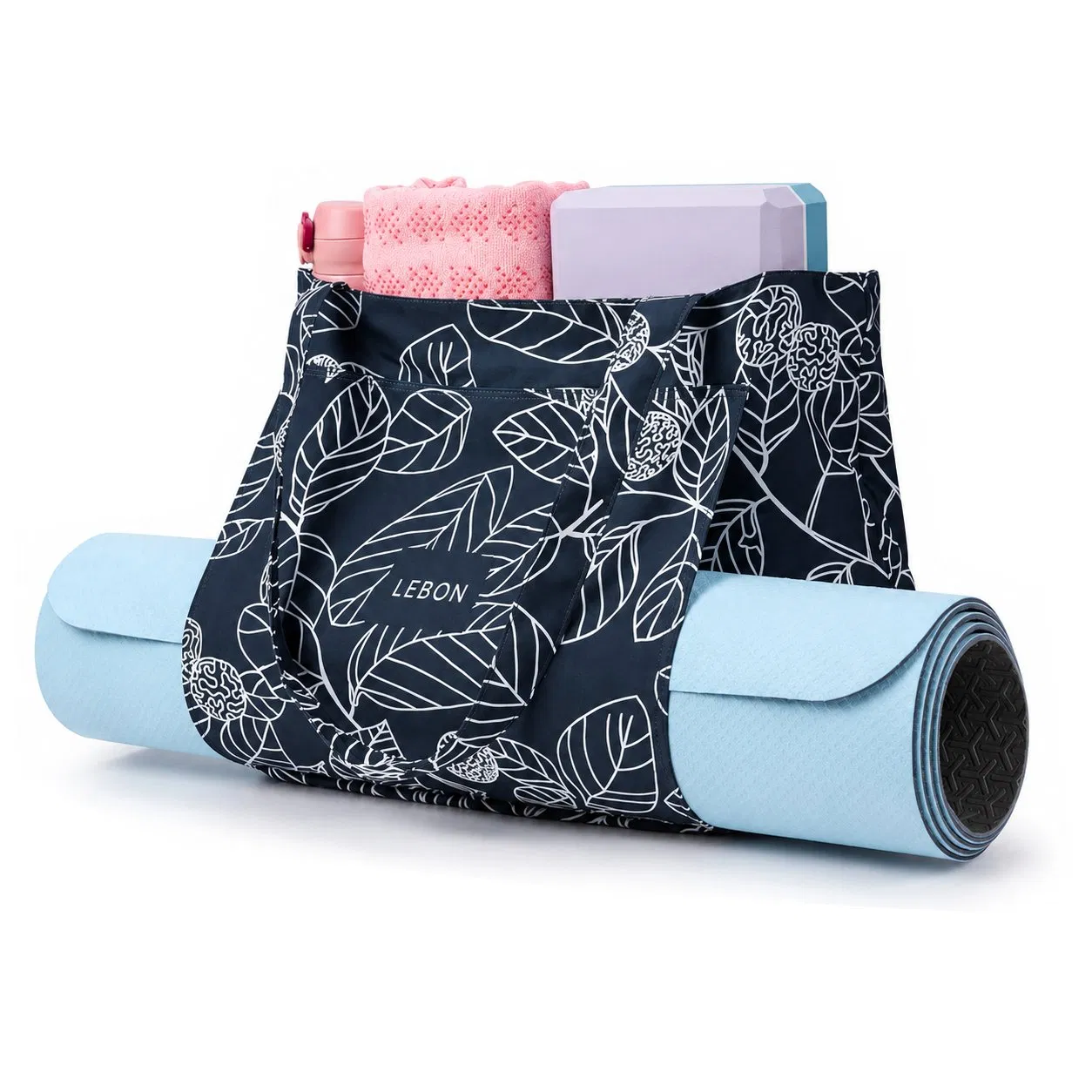 Custom Polyester Yoga Tote Bag with Mat Carrier and Shoulder Handles