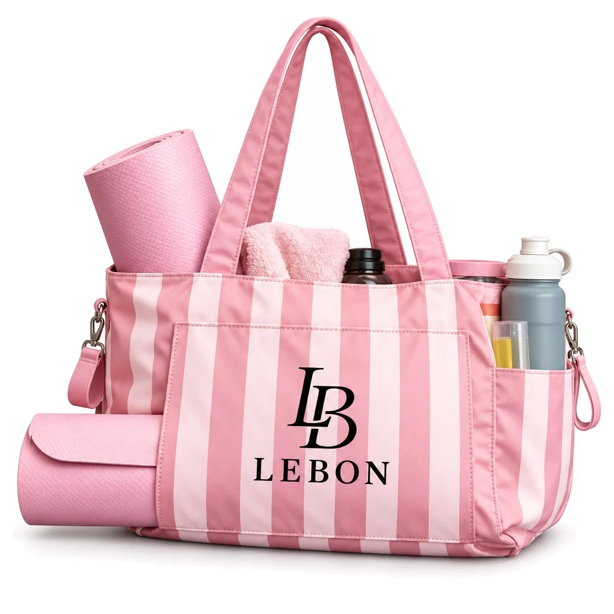 Custom Logo Polyester Yoga Mat Tote Bag with Zipper and Shoulder Handles