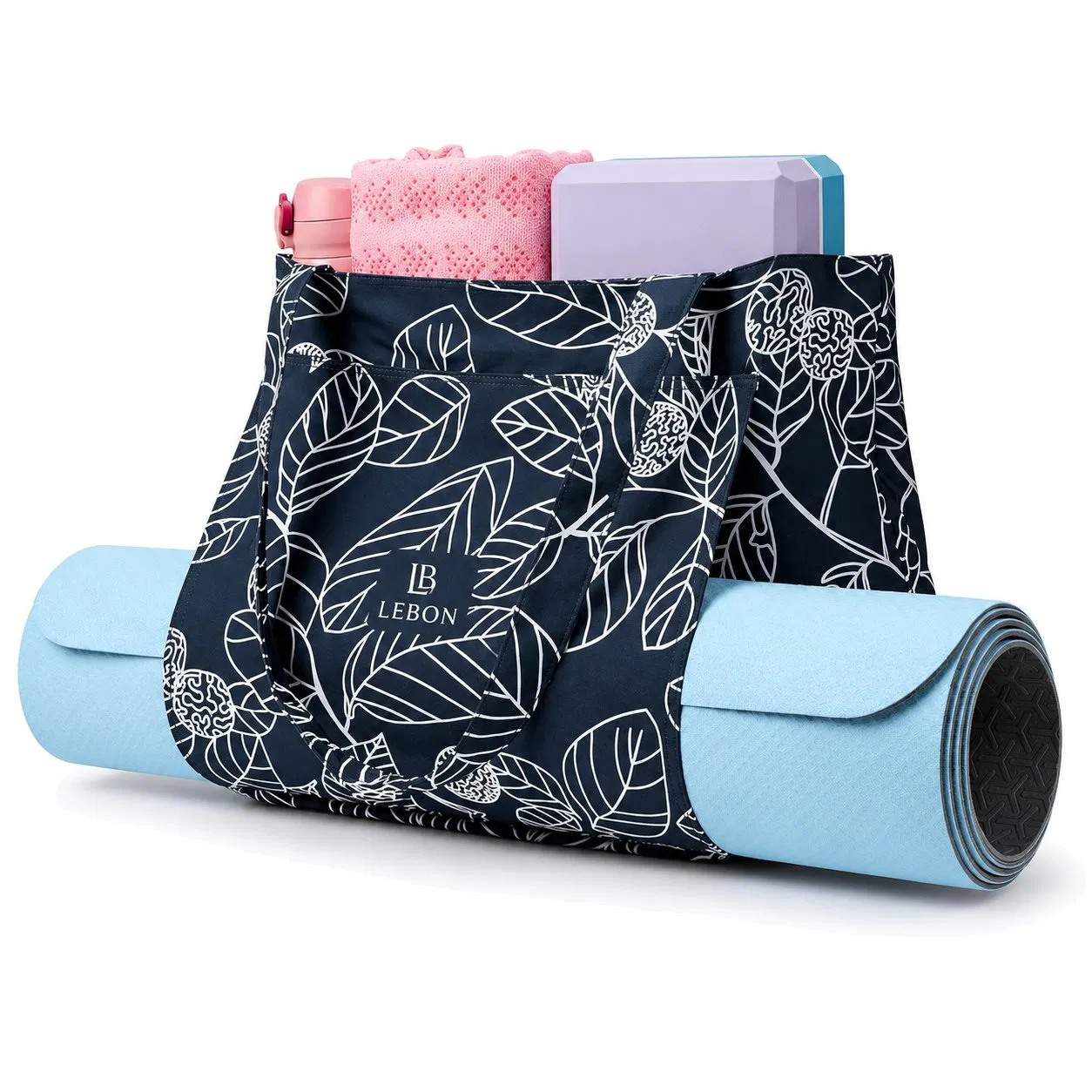 Custom Logo Polyester Yoga Mat Tote Bag with Zipper and Shoulder Handles