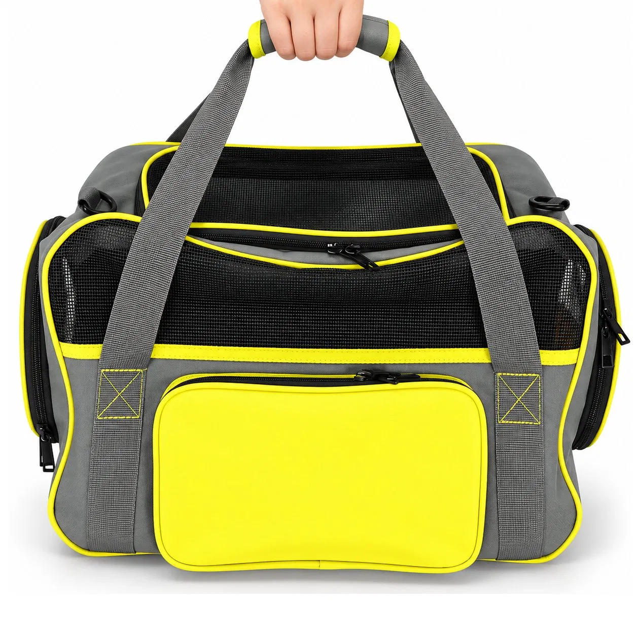 Custom Canvas Pet Carrier Tote Bag with Open Top and Shoulder Handles