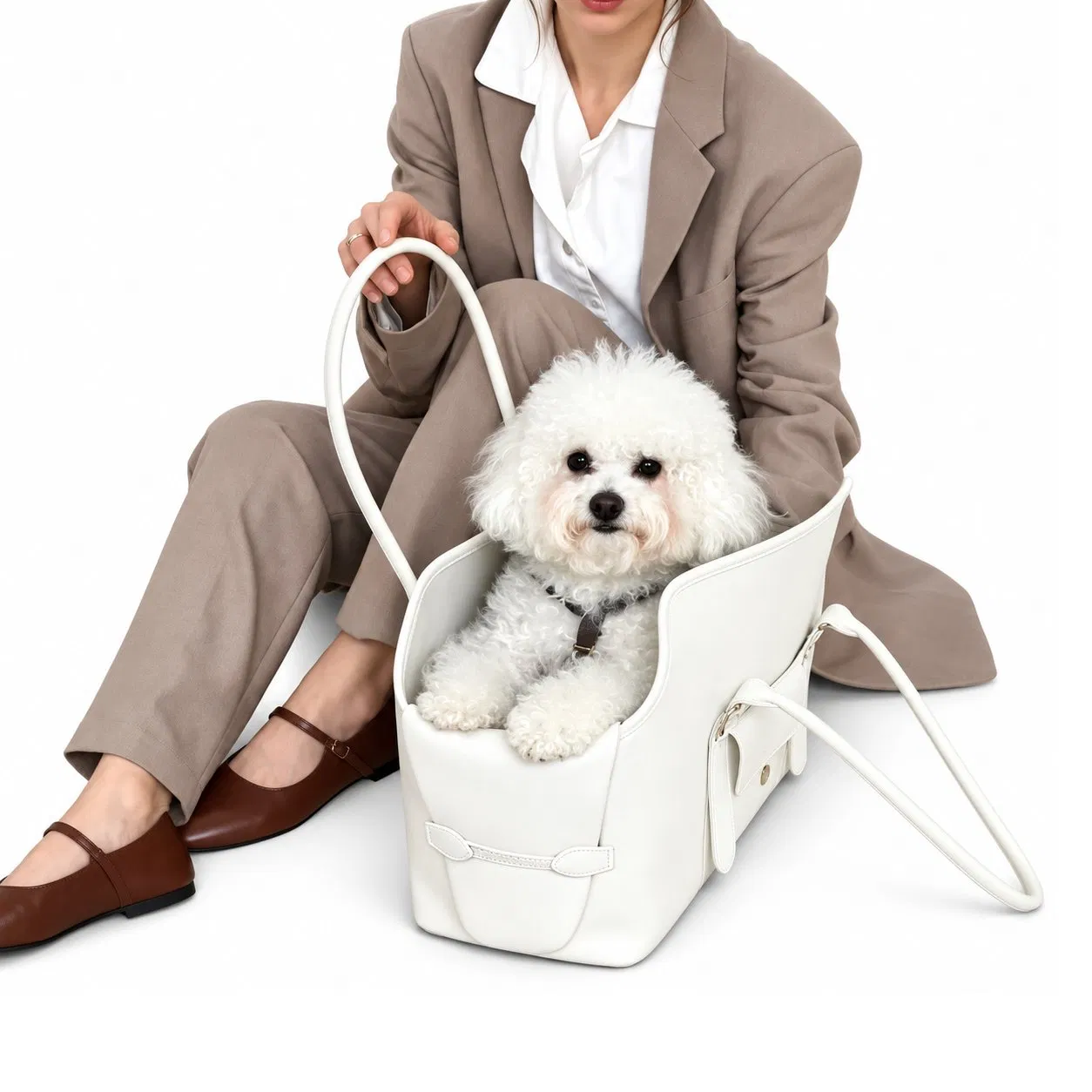 Custom Canvas Pet Carrier Tote Bag with Open Top and Shoulder Handles
