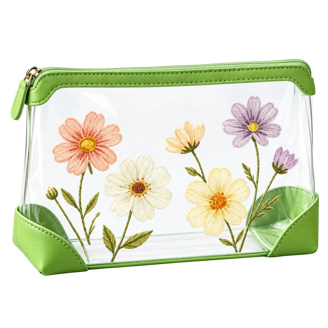 Custom Clear TPU Cosmetic Pouch with Zipper and Color Trim