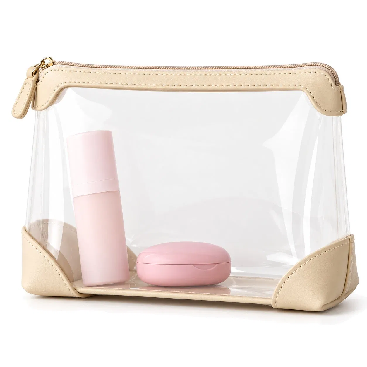 Custom Clear TPU Cosmetic Pouch with Zipper and Color Trim