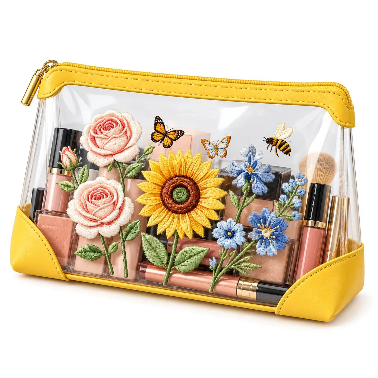 Custom Clear TPU Cosmetic Pouch with Zipper and Color Trim
