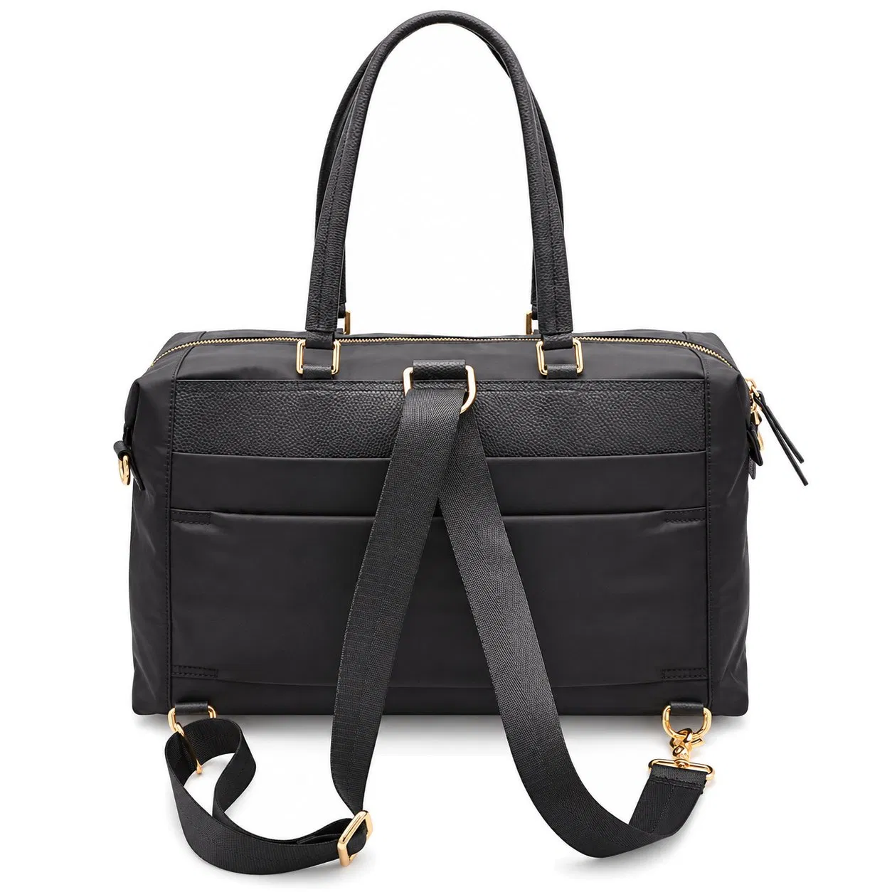 Custom Nylon Commuter Tote Handbag with Zipper and Detachable Shoulder Strap