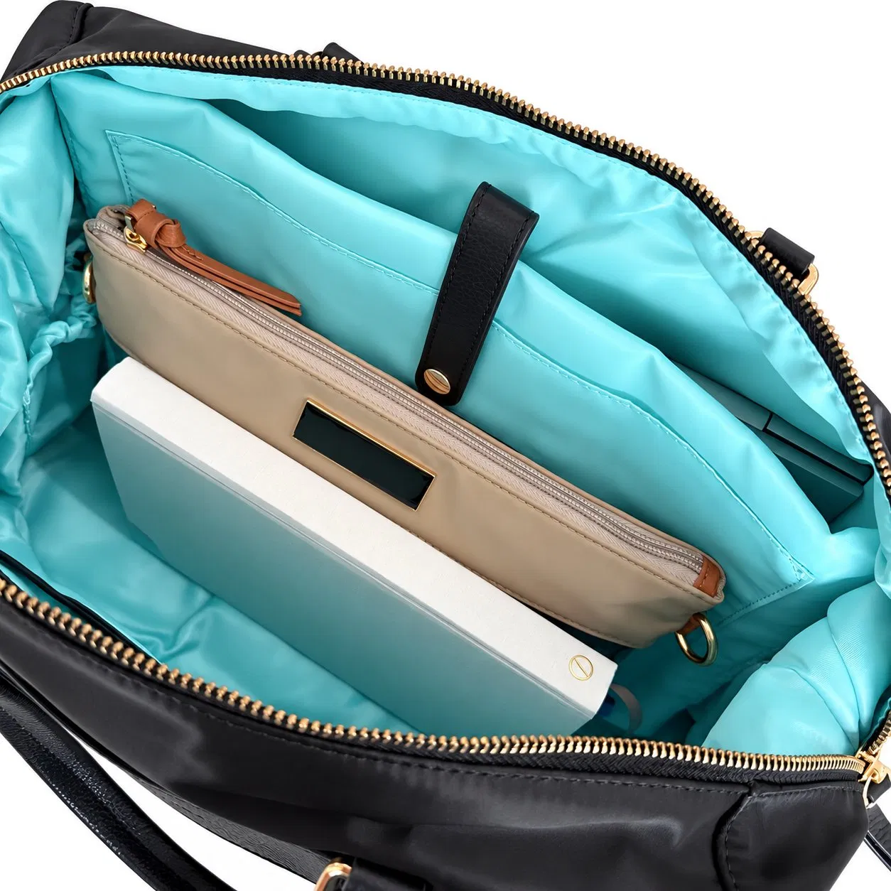 Custom Nylon Commuter Tote Handbag with Zipper and Detachable Shoulder Strap
