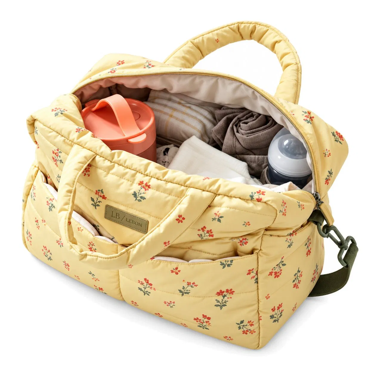 Custom Oxford Diaper Tote Bag with Zipper Pockets and Shoulder Strap