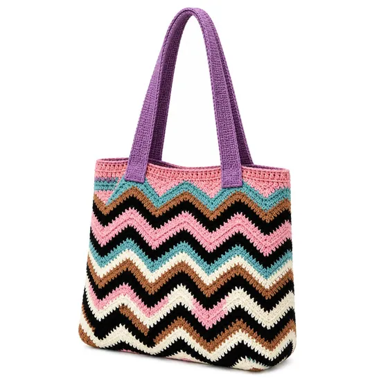 Custom Knitted Shoulder Tote Bag for Daily Shopping and Travel