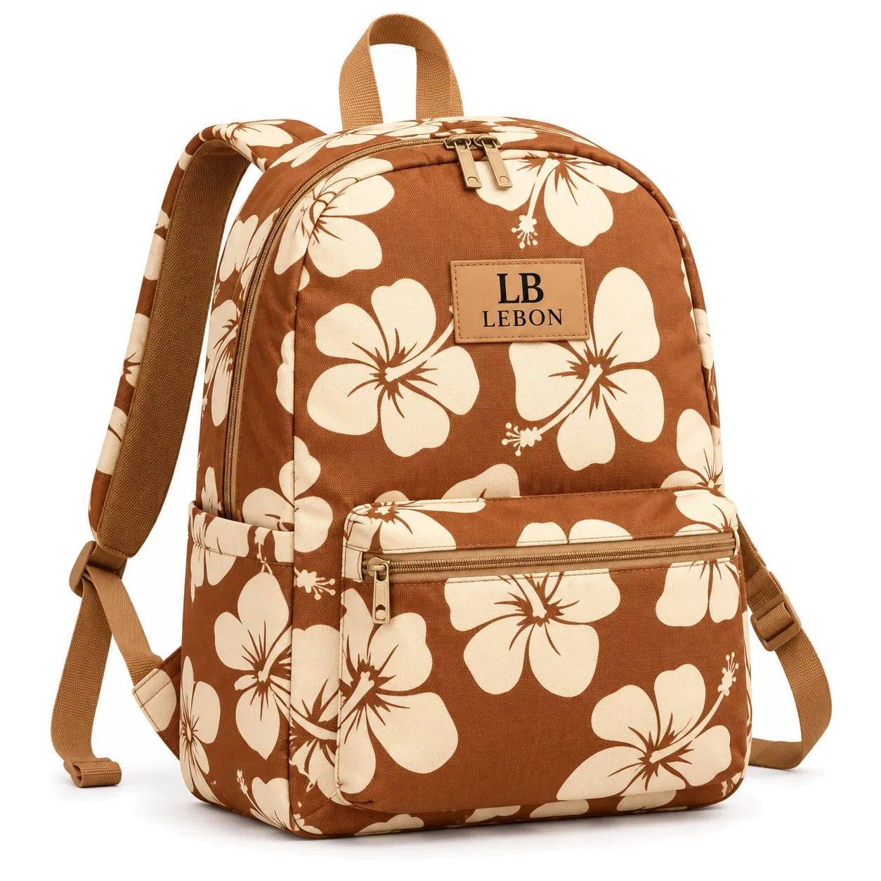 Custom Floral Print Nylon Backpack for Women Daily Travel and School