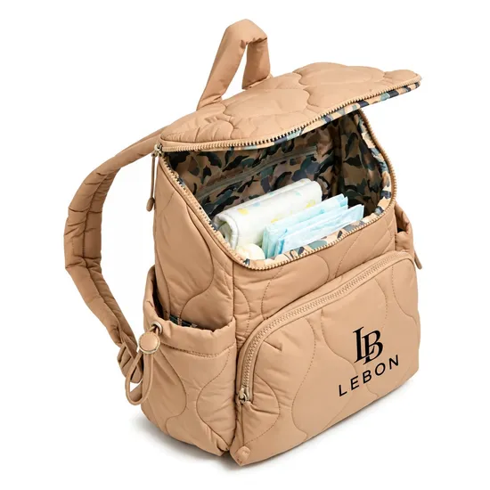 Custom Puffy Diaper Backpack with Organizer Pockets for Baby Care and Travel