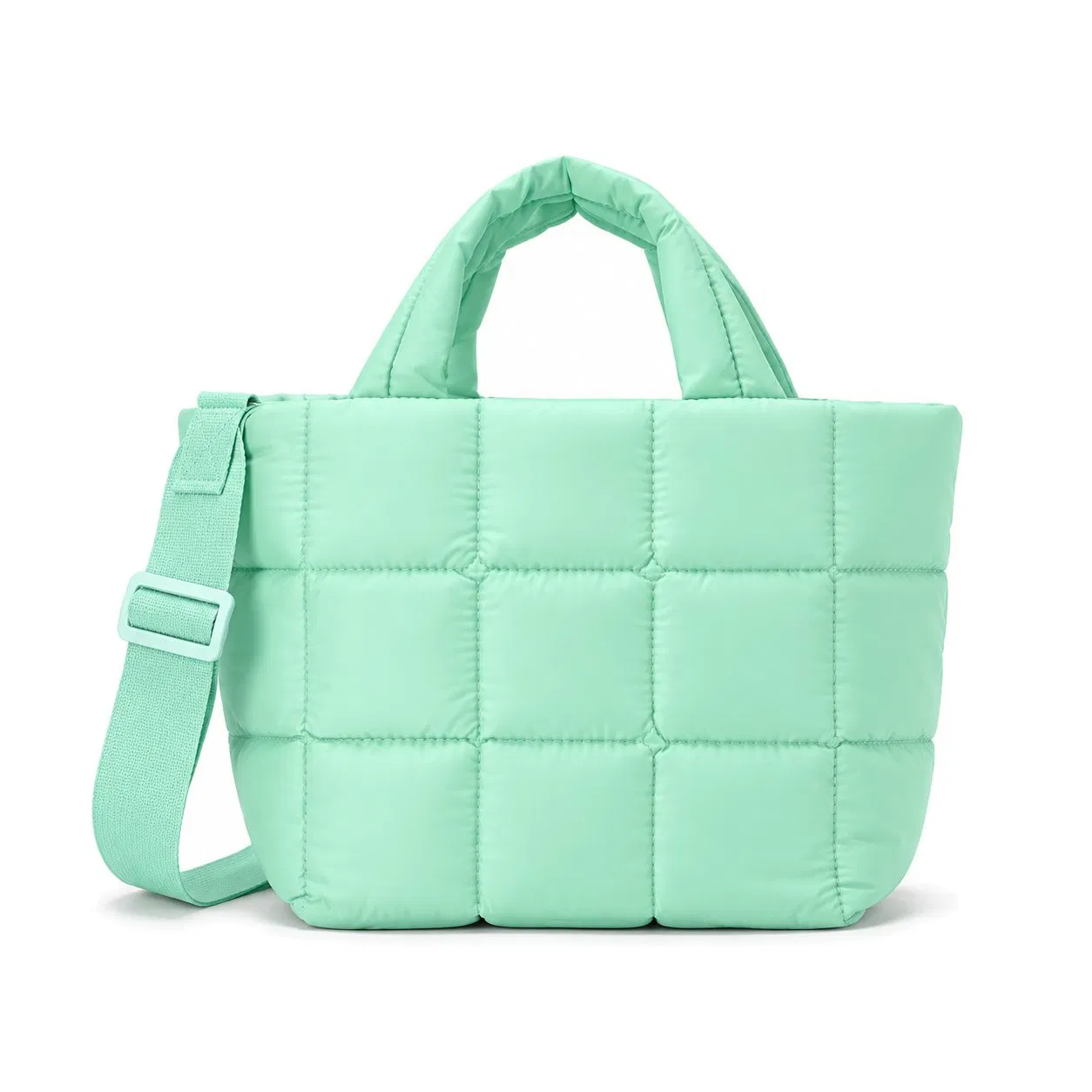 Custom Quilted Puffer Tote Bag with Detachable Strap for Daily Shopping and Travel