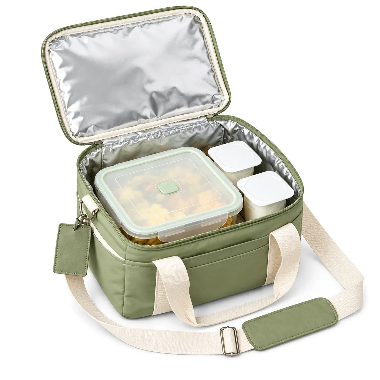 Custom Canvas Insulated Lunch Cooler Tote with Shoulder Strap