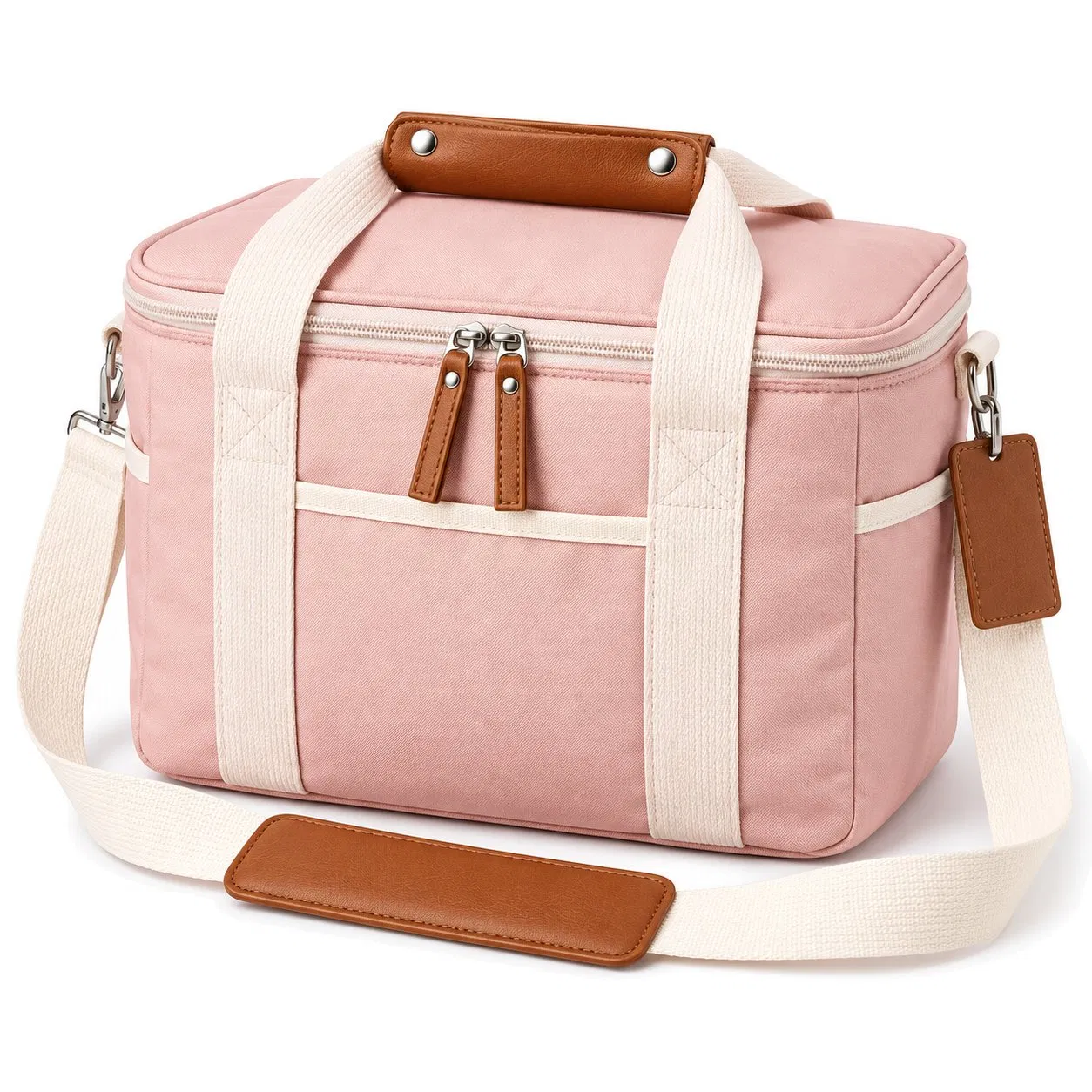 Custom Canvas Insulated Lunch Cooler Tote with Shoulder Strap
