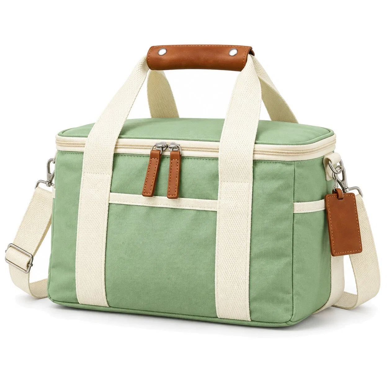 Custom Canvas Insulated Lunch Cooler Tote with Shoulder Strap