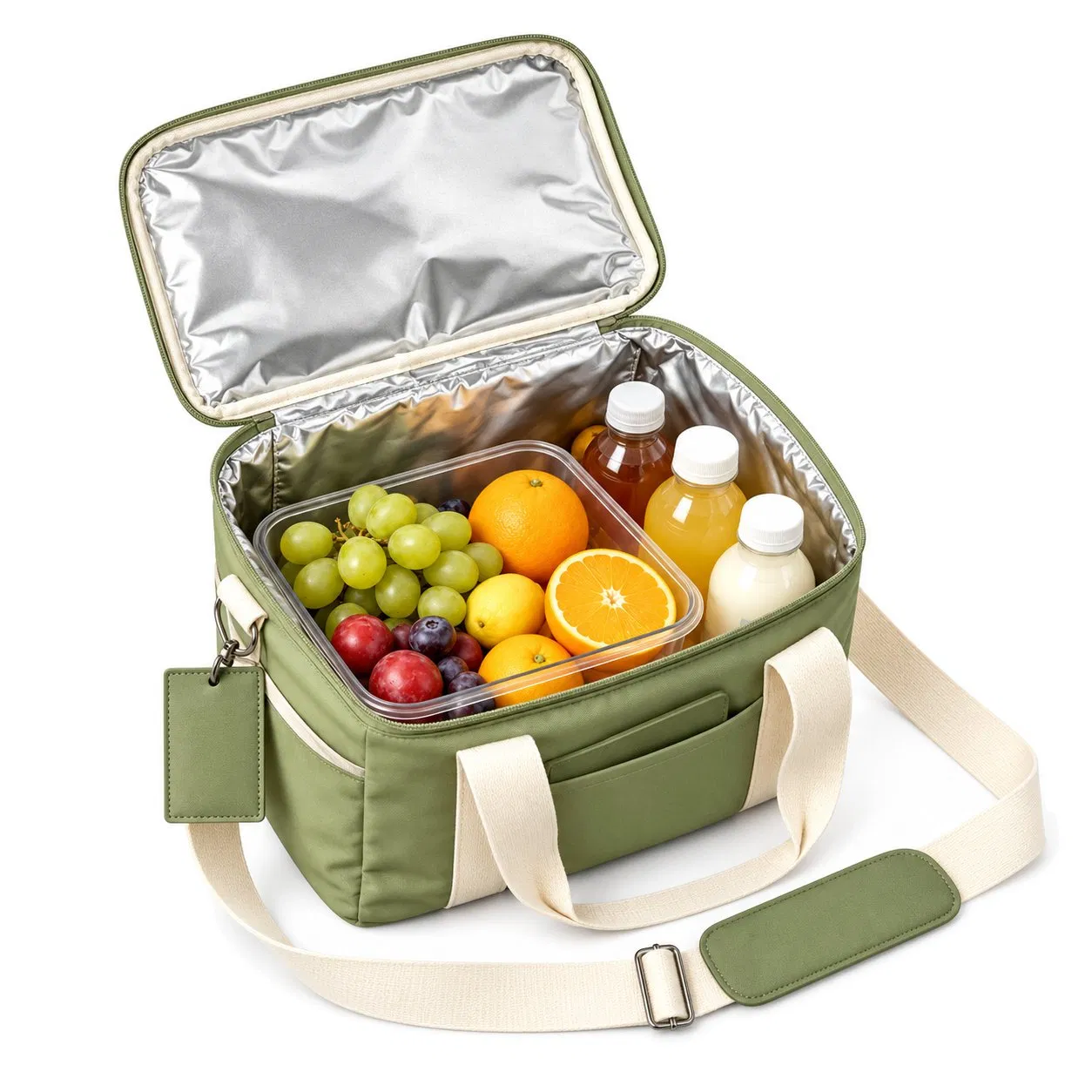 Custom Canvas Insulated Lunch Cooler Tote with Shoulder Strap