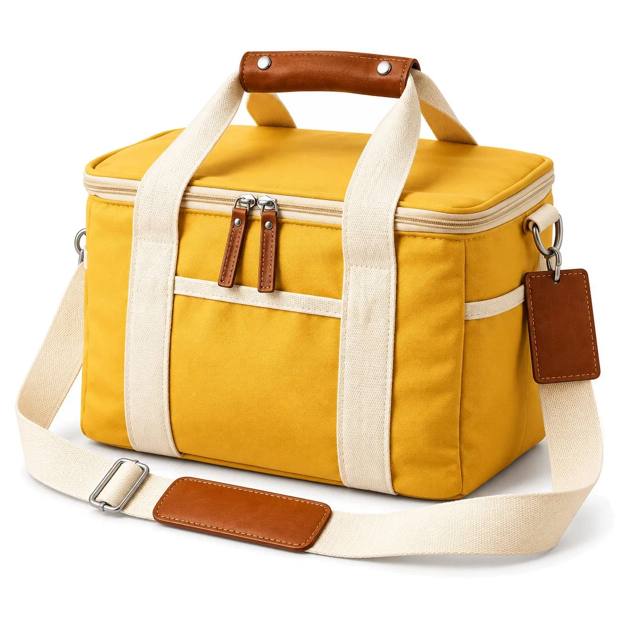 Custom Canvas Insulated Lunch Cooler Tote with Shoulder Strap