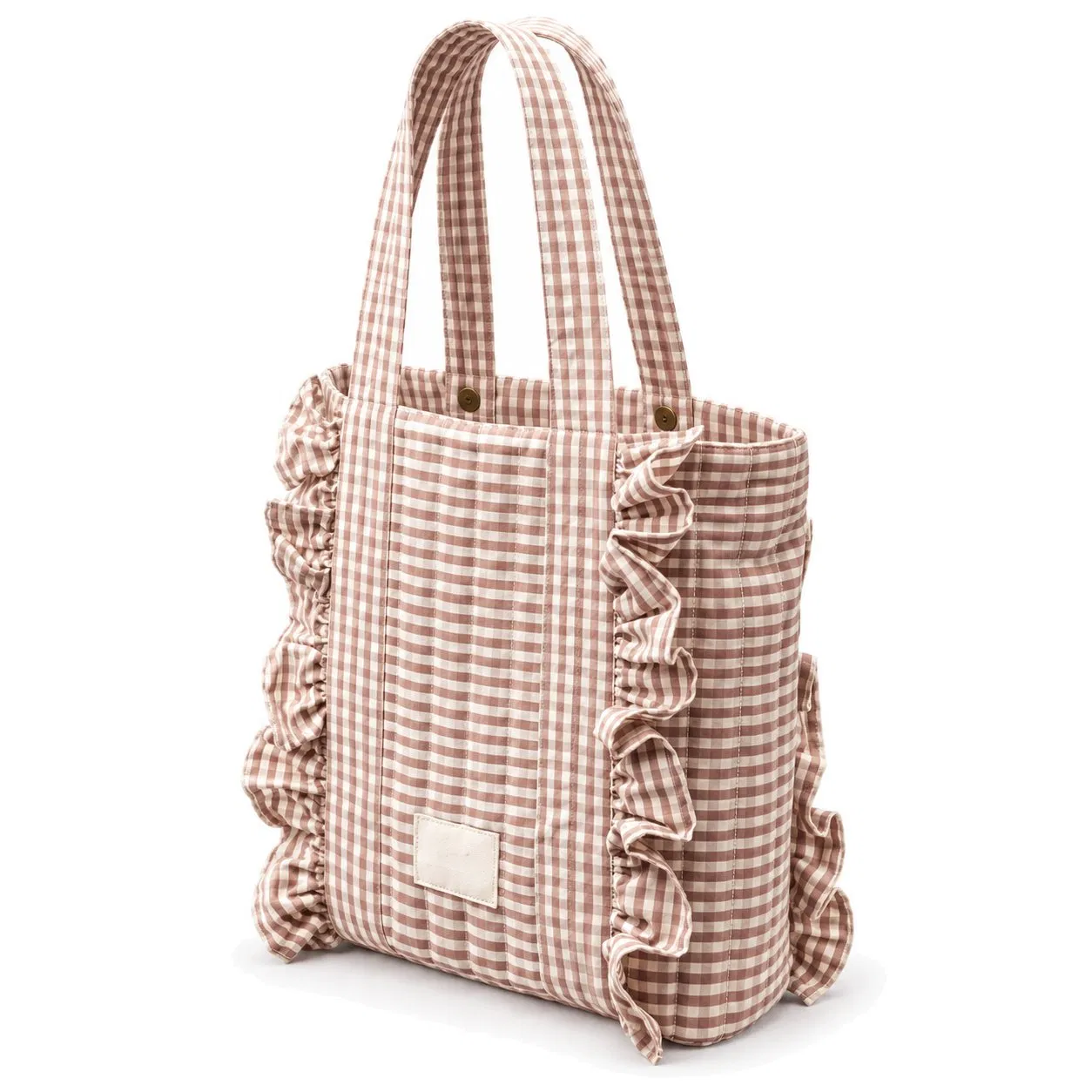 Custom Gingham Ruffle Maternity Diaper Tote Bag with Carry Handles