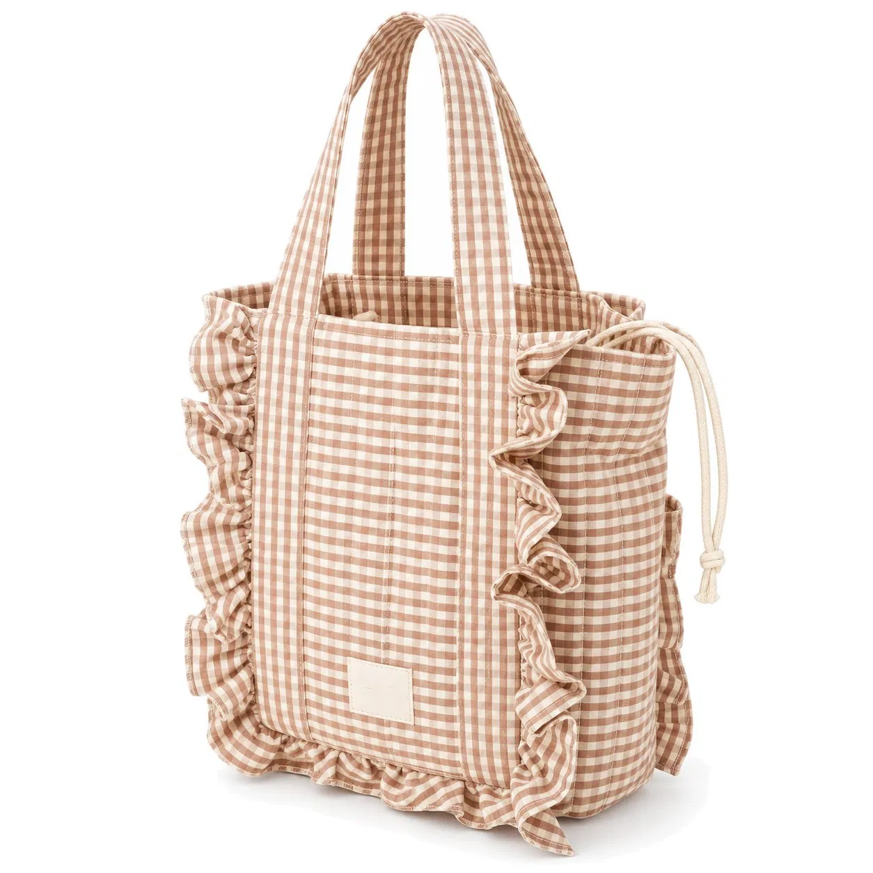 Custom Gingham Ruffle Maternity Diaper Tote Bag with Carry Handles