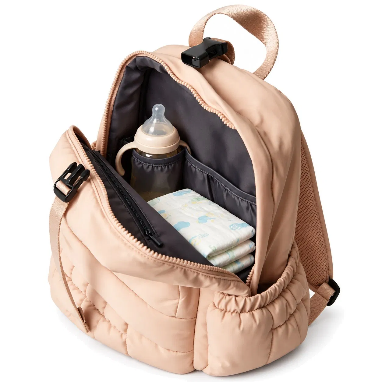 Custom Nylon Diaper Backpack with Organizer Pockets for Baby Travel