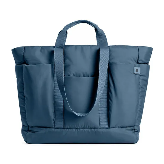 Custom Logo Quilted Nylon Tote Bag with Zipper and Long Shoulder Handles