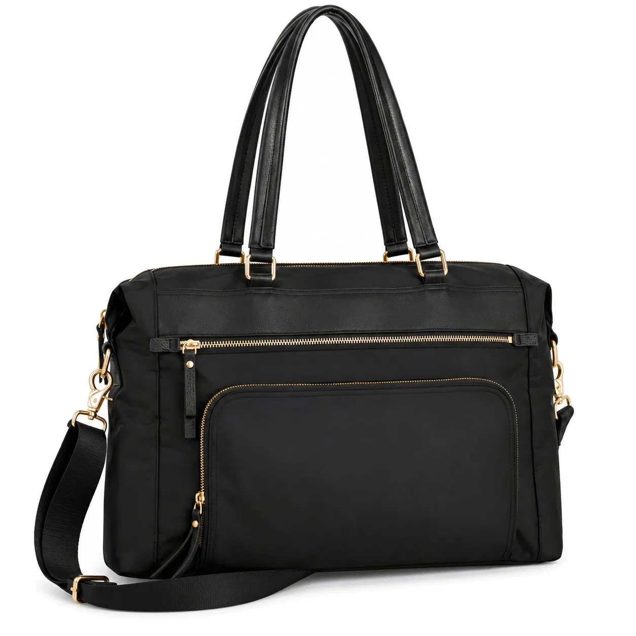 Custom Nylon Women Tote Bag with Zipper Pockets and Adjustable Shoulder Strap
