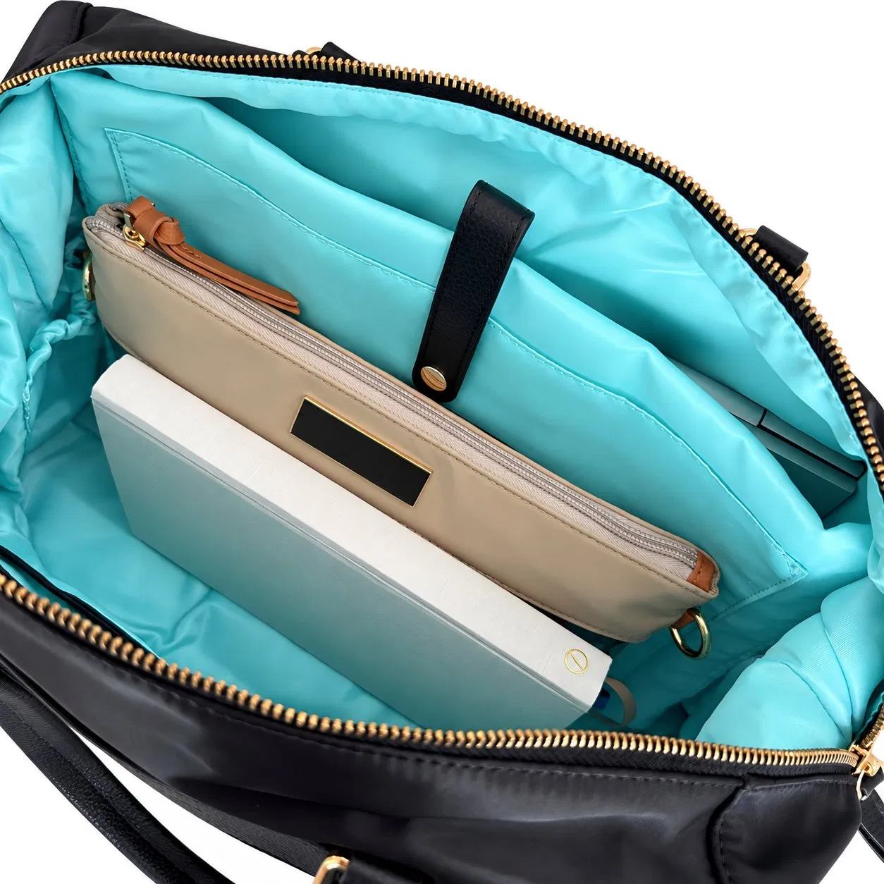 Custom Nylon Women Tote Bag with Zipper Pockets and Adjustable Shoulder Strap