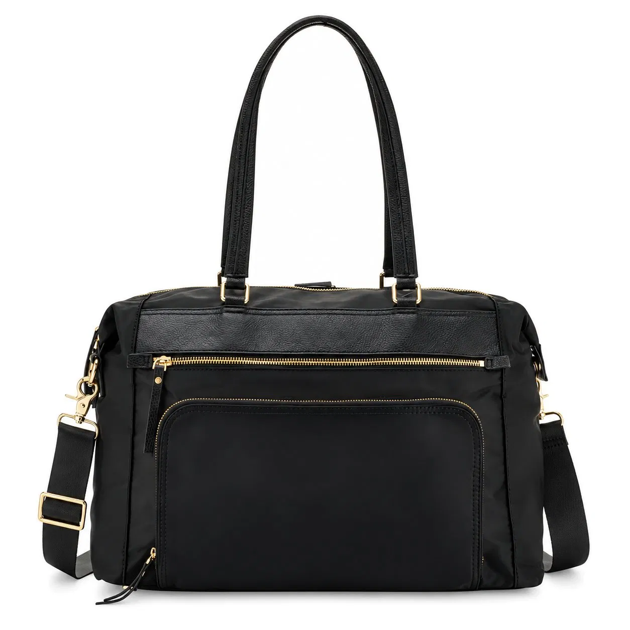 Custom Nylon Women Tote Bag with Zipper Pockets and Adjustable Shoulder Strap