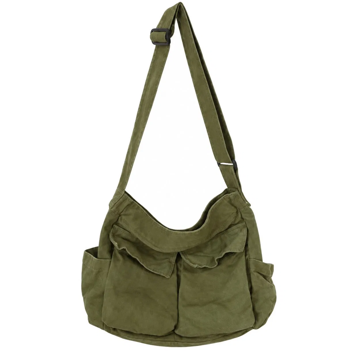 Canvas Hobo Shoulder Bag with Adjustable Strap and Multiple Pockets for Women