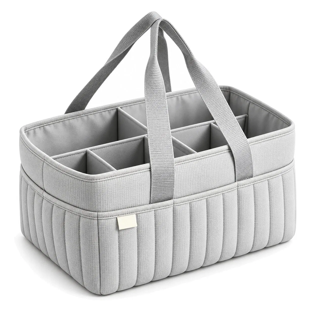 Quilted Cotton Baby Diaper Caddy with Dividers and Handles for Nursery Storage