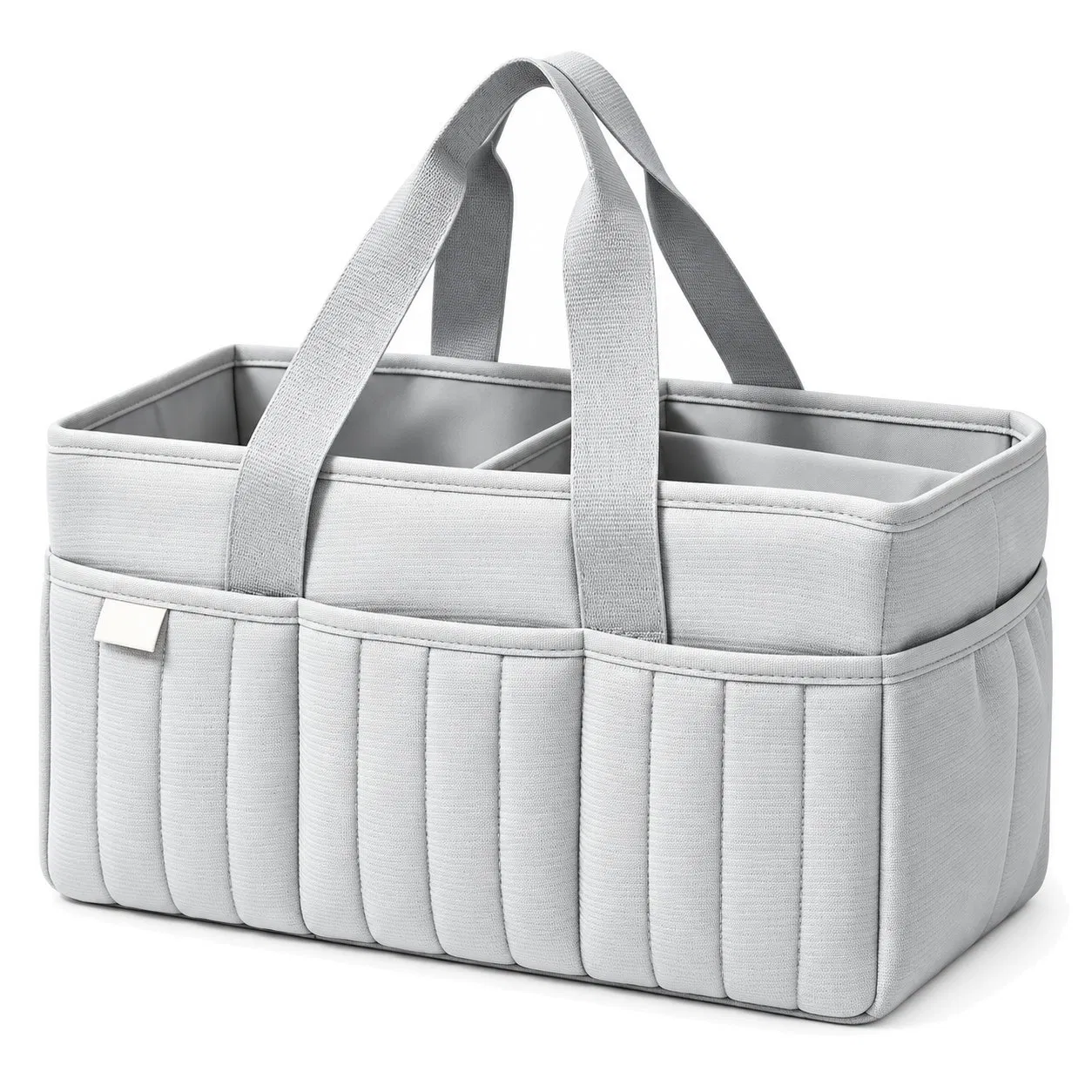 Quilted Cotton Baby Diaper Caddy with Dividers and Handles for Nursery Storage