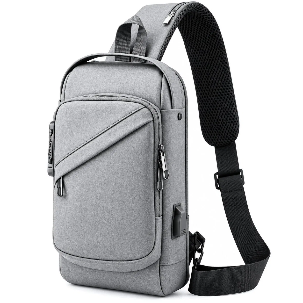 Oxford Sling Chest Bag with Combination Lock for Travel and Commuting