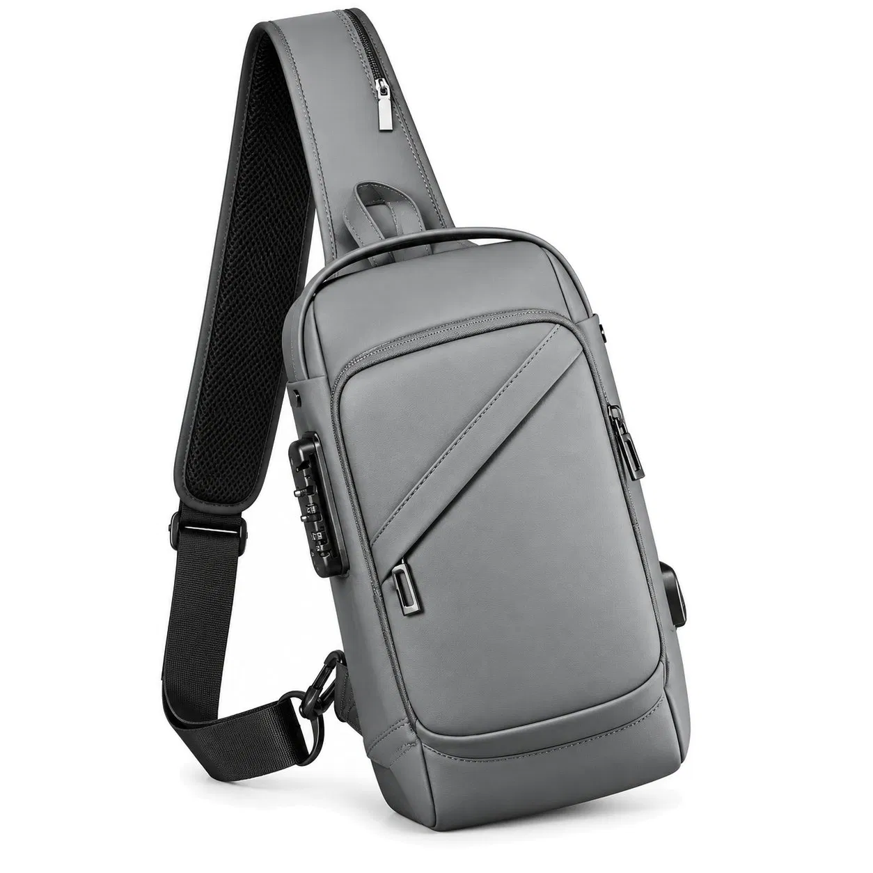 Oxford Sling Chest Bag with Combination Lock for Travel and Commuting