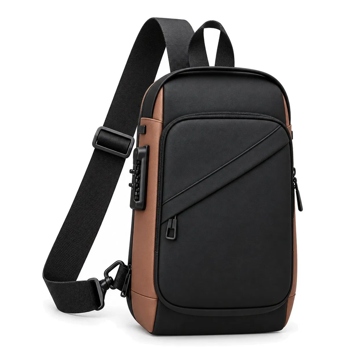 Oxford Sling Chest Bag with Combination Lock for Travel and Commuting