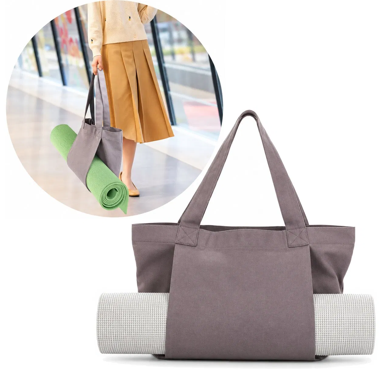 Custom Polyester Yoga Mat Tote Bag for Gym and Travel