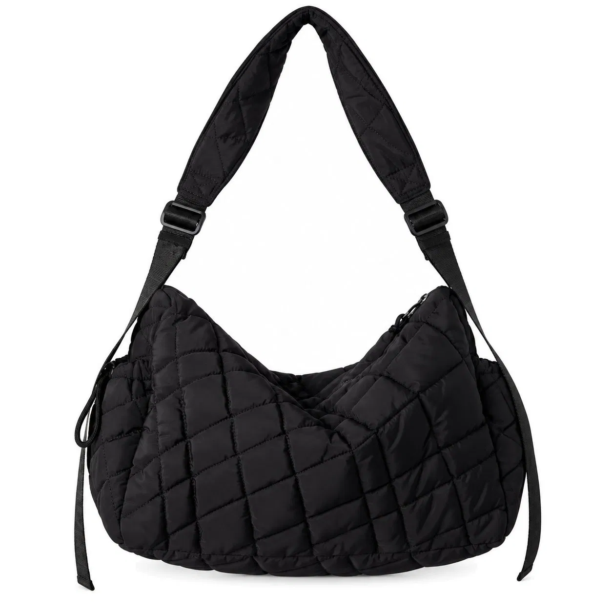 Custom Nylon Quilted Puffer Shoulder Bag with Adjustable Strap