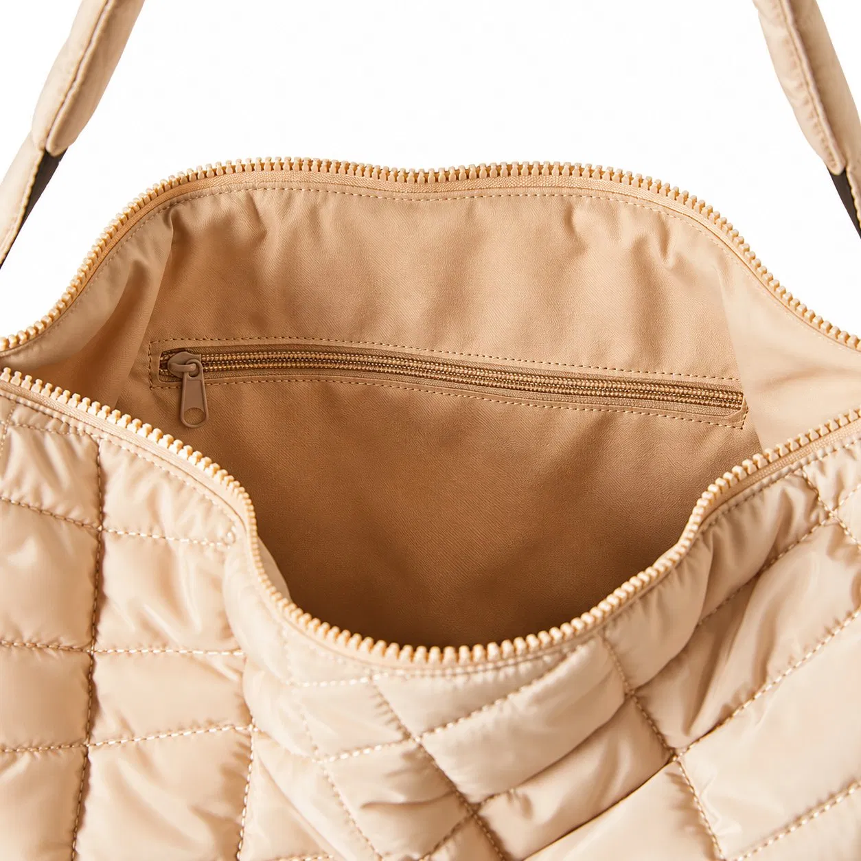 Custom Nylon Quilted Puffer Shoulder Bag with Adjustable Strap