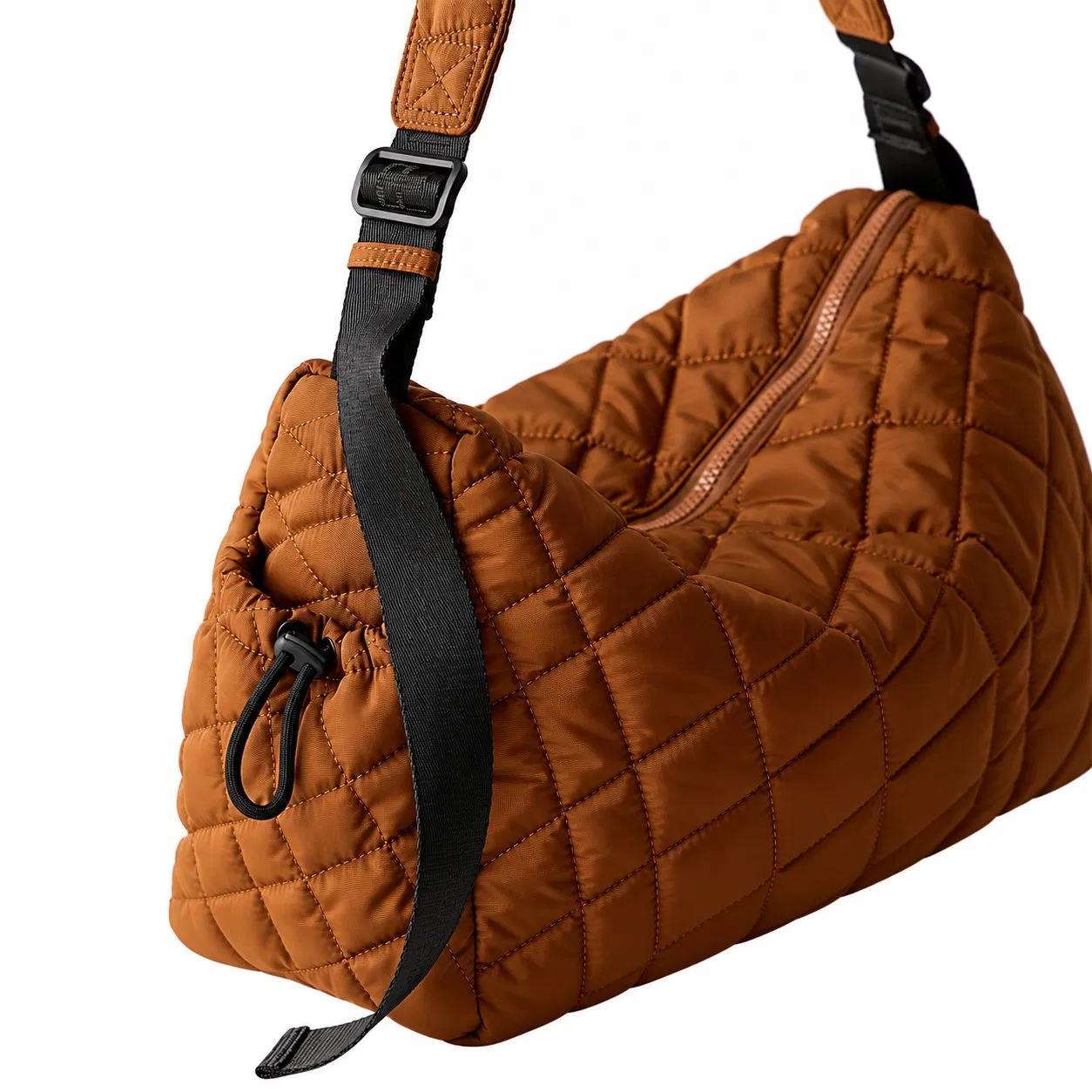 Custom Nylon Quilted Puffer Shoulder Bag with Adjustable Strap