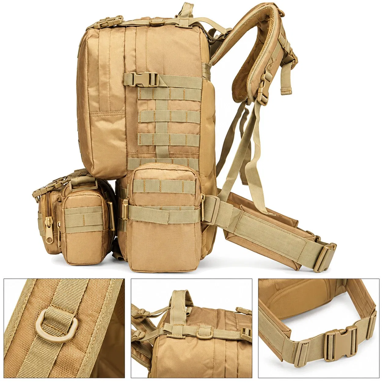 Custom Oxford Molle Outdoor Backpack with Detachable Pouches